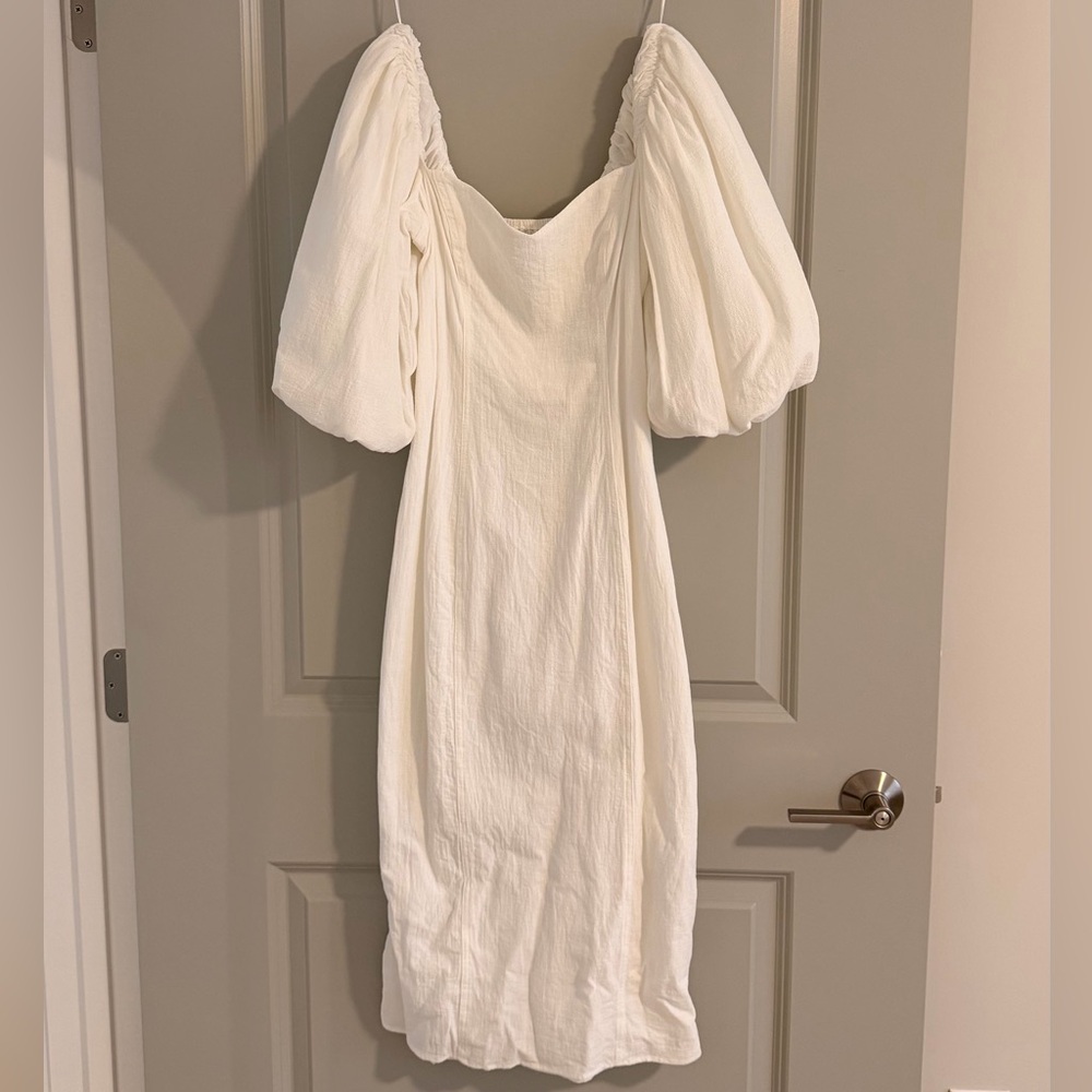 H&M White Long Puff Sleeve Dress